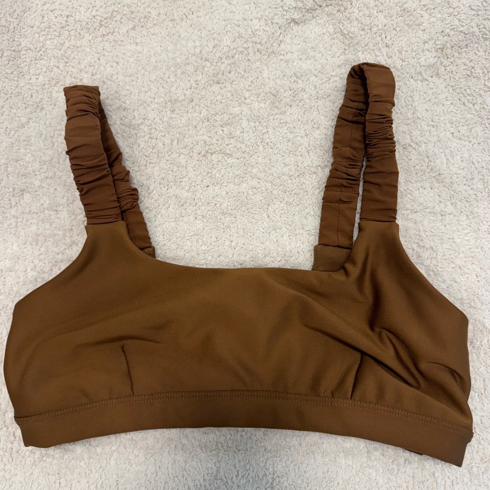 ALO Yoga Brown Ruched Strap Top